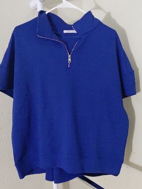 Royal Blue Half-Zip Short Sleeve Pullover With Pants
